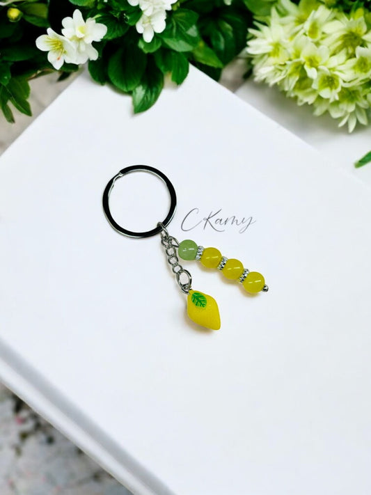 Porte clé personnalisé citron anneau rond