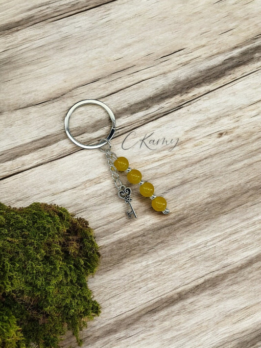 Porte clé personnalisé clé ancienne jaune orangé