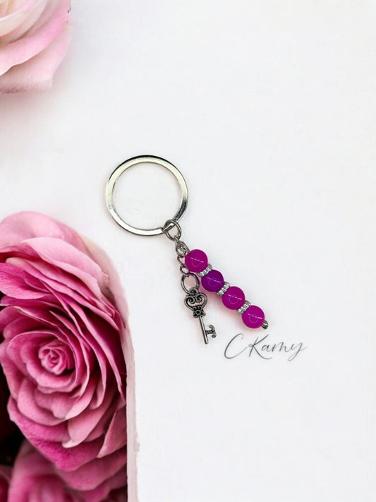 Porte clé personnalisé clé ancienne rose flash