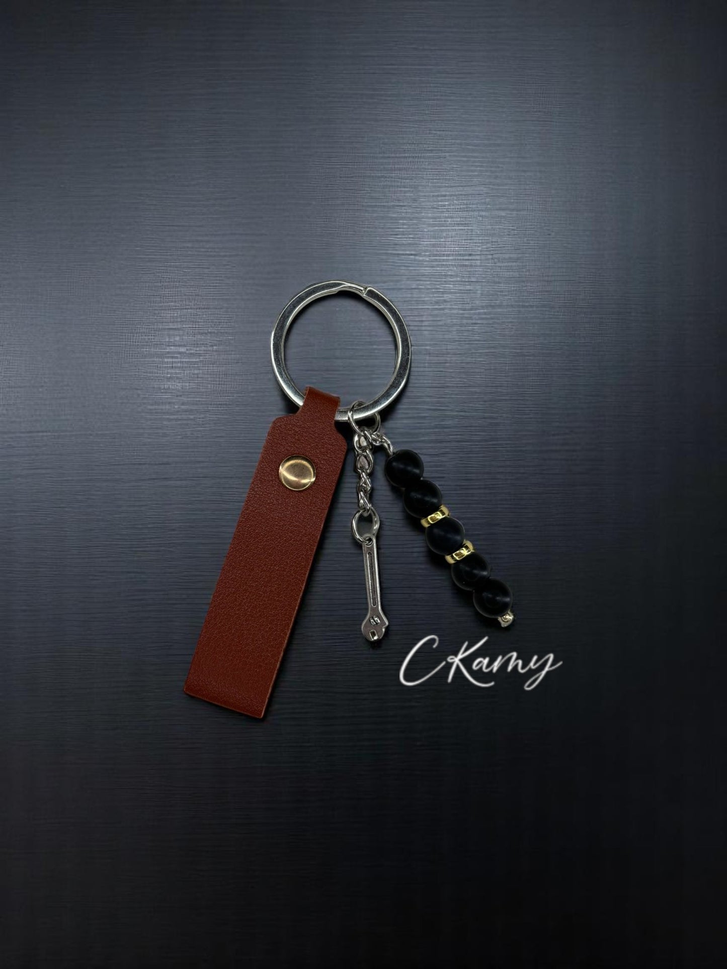 Porte clé personnalisé clé molette noir