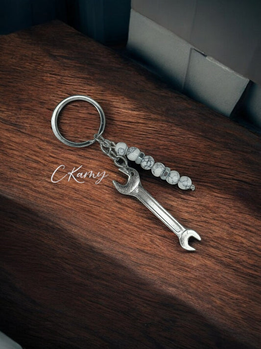 Porte clé personnalisé clé plate blanc