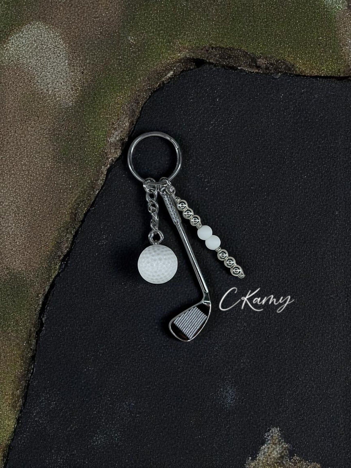 Porte clé personnalisé club de golf blanc