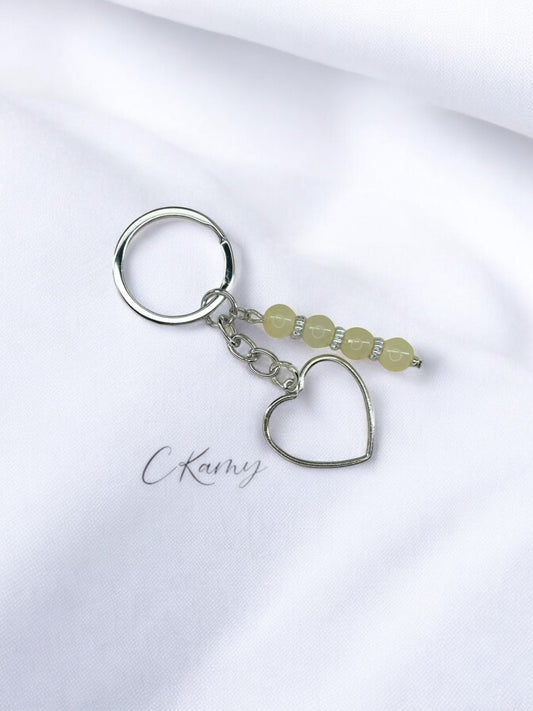 Porte clé personnalisé coeur argent jaune