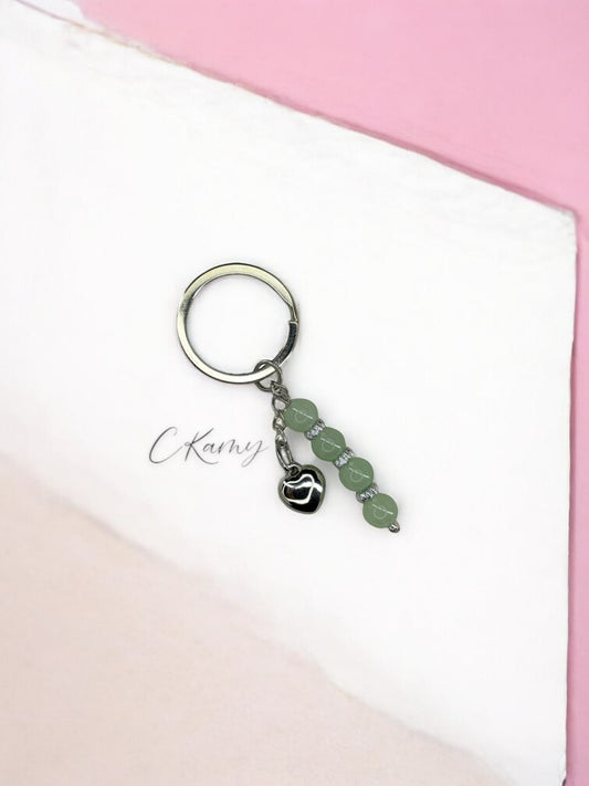 Porte clé personnalisé coeur bombé vert clair