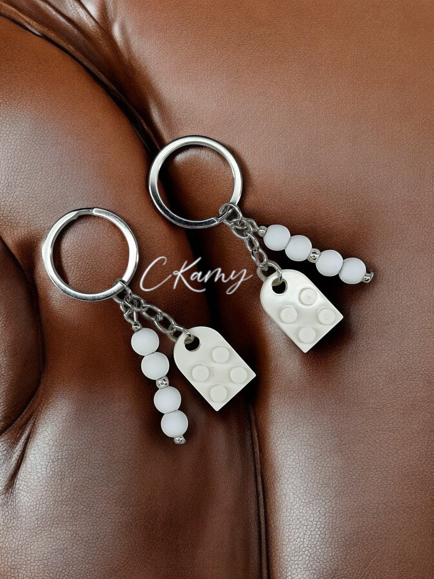 Porte clé personnalisé coeur lego blanc