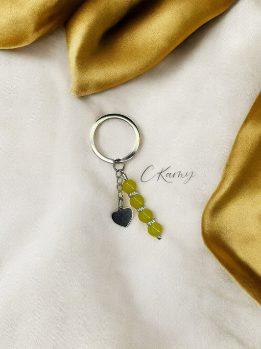 Porte clé personnalisé coeur plat jaune