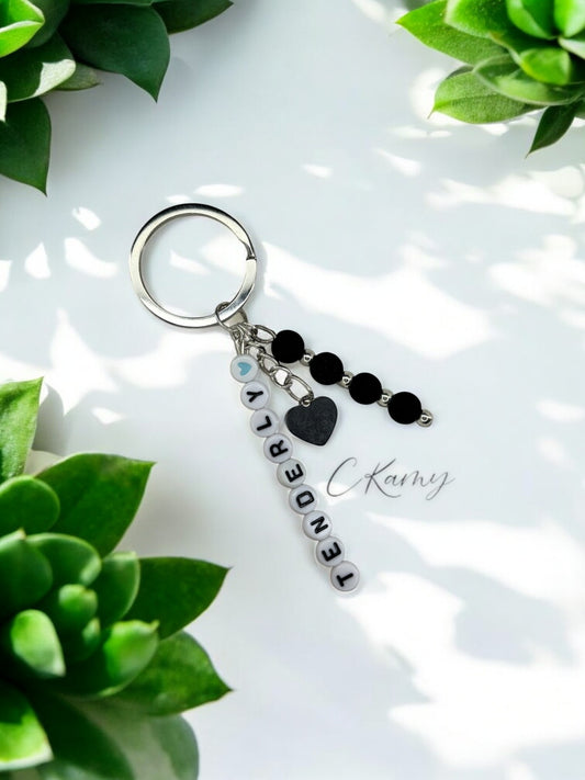 Porte clé personnalisé coeur plat noir