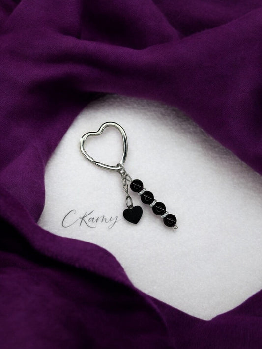 Porte clé personnalisé coeur plat prune