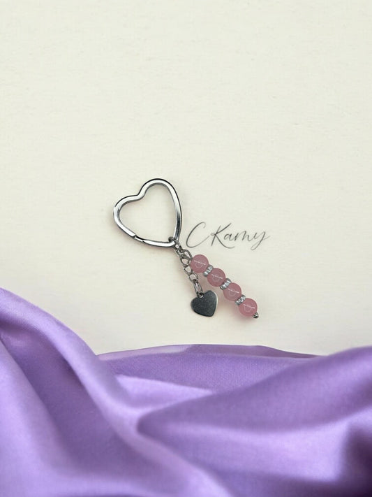 Porte clé personnalisé coeur plat rose saumon