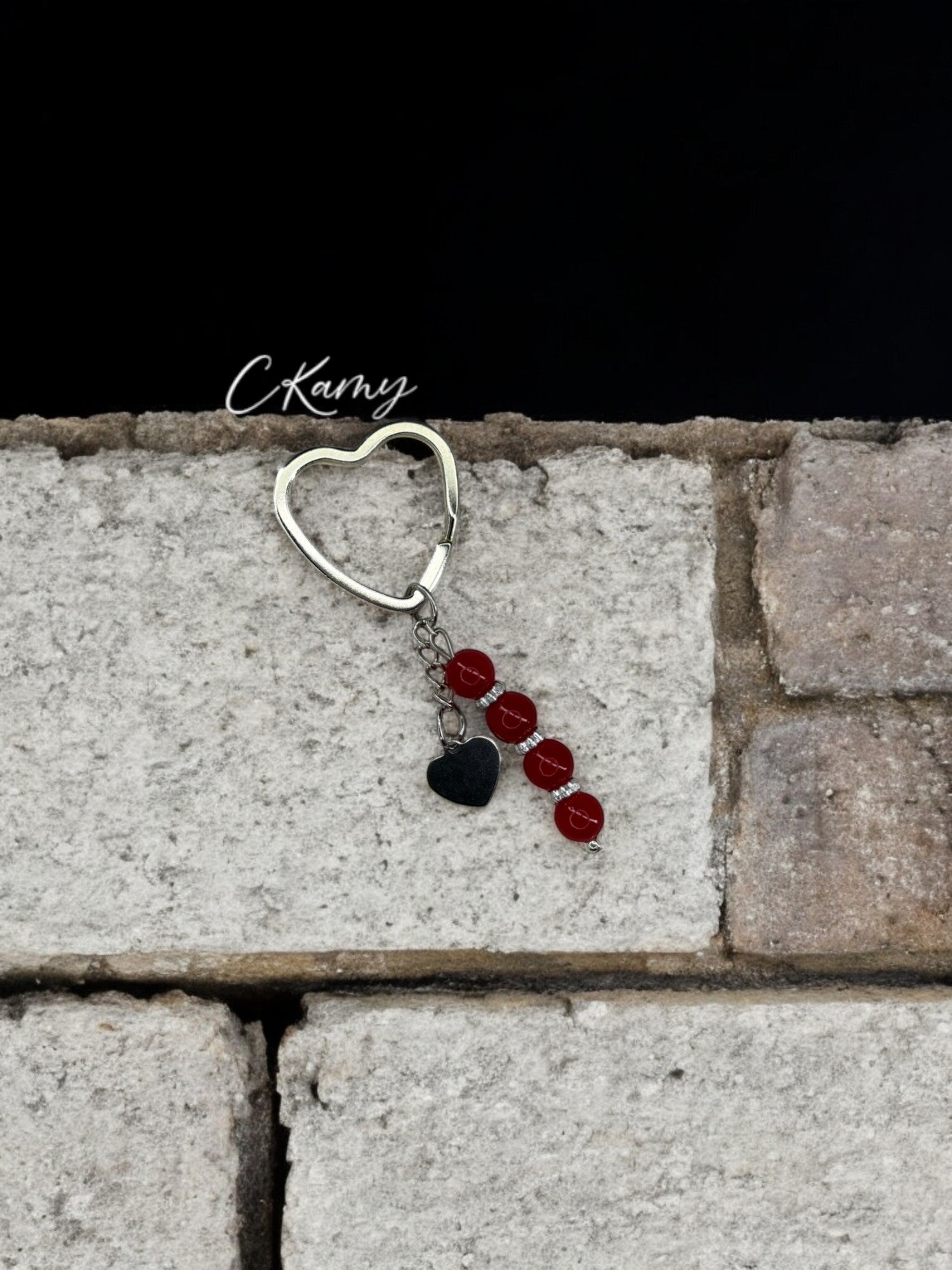 Porte clé personnalisé coeur plat rouge