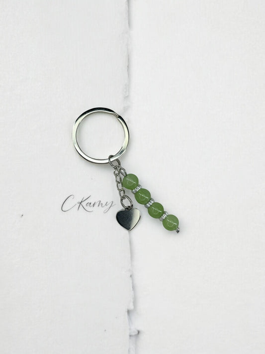 Porte clé personnalisé coeur plat vert