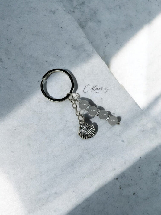 Porte clé personnalisé coquillage coque gris