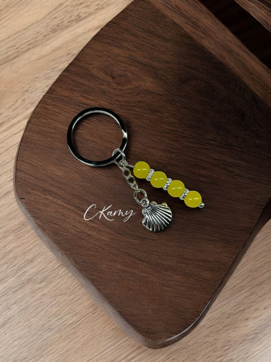 Porte clé personnalisé coquillage coque jaune