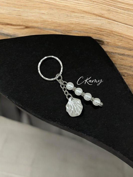 Porte clé personnalisé coquillage nacré