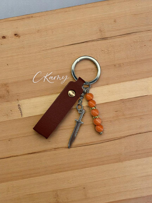 Porte clé personnalisé couteau orange