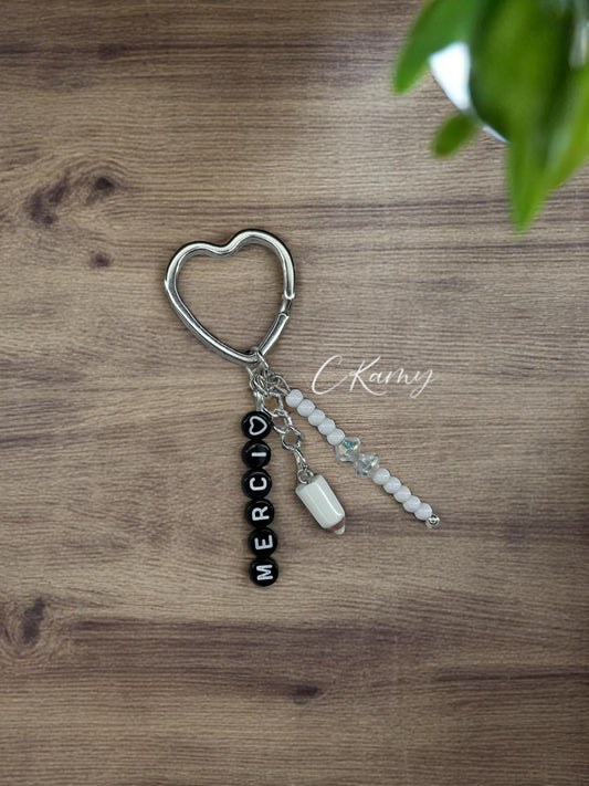 Porte clé personnalisé crayon blanc noir