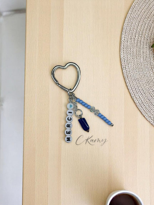 Porte clé personnalisé crayon bleu blanc