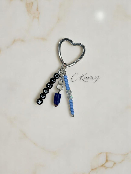Porte clé personnalisé crayon bleu noir