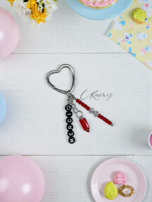 Porte clé personnalisé crayon rouge noir