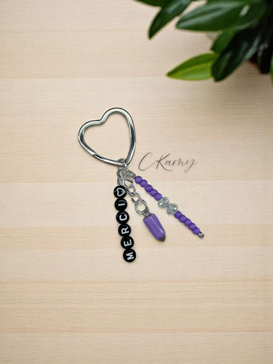 Porte clé personnalisé crayon violet noir