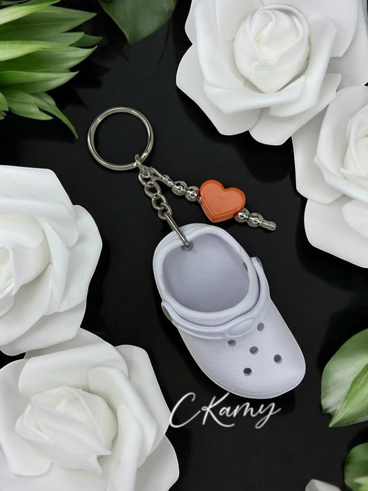 Porte clé personnalisé crocs blanc orange