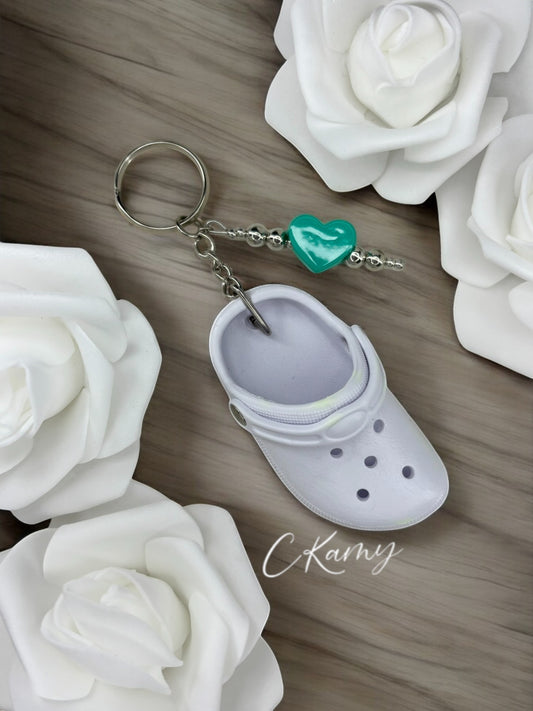 Porte clé personnalisé crocs blanc vert