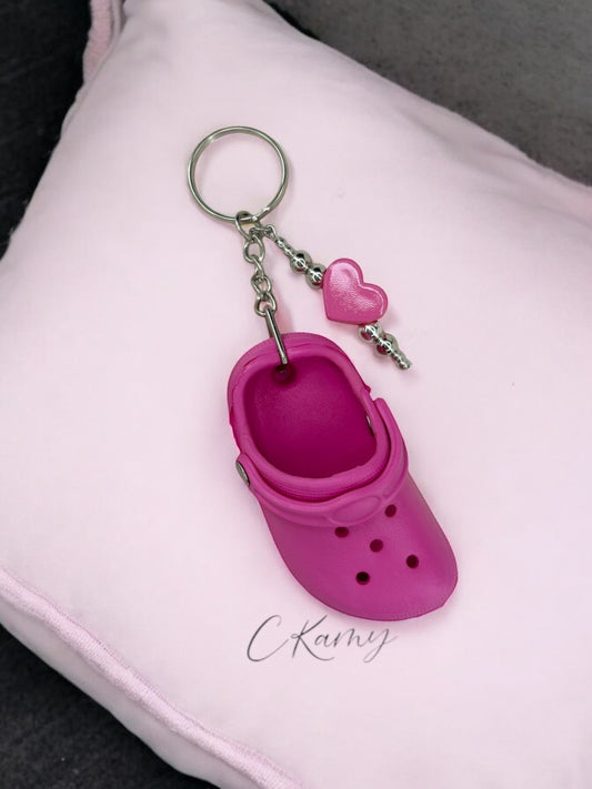 Porte clé personnalisé crocs rose foncé