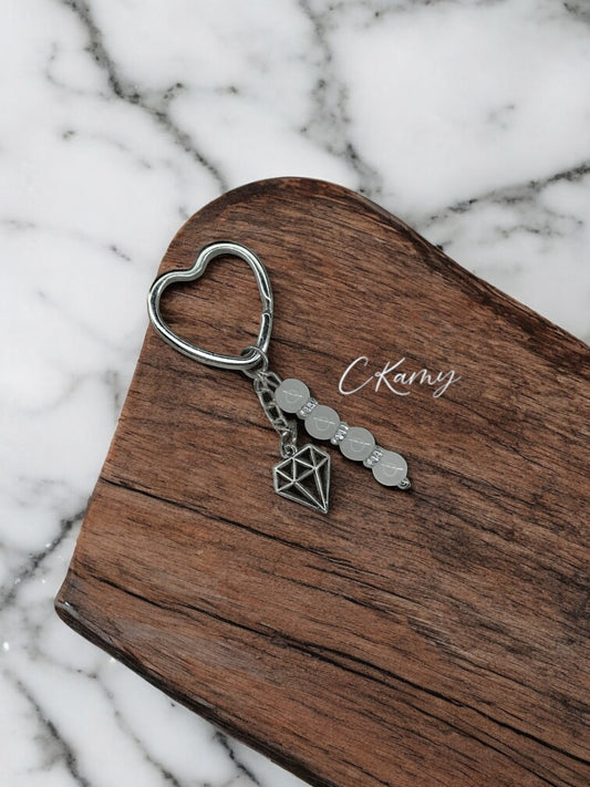 Porte clé personnalisé diamant blanc
