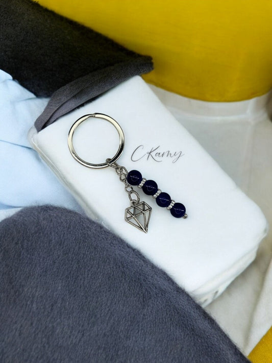 Porte clé personnalisé diamant bleu foncé