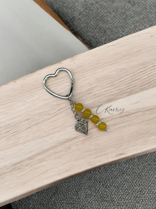 Porte clé personnalisé diamant jaune orangé