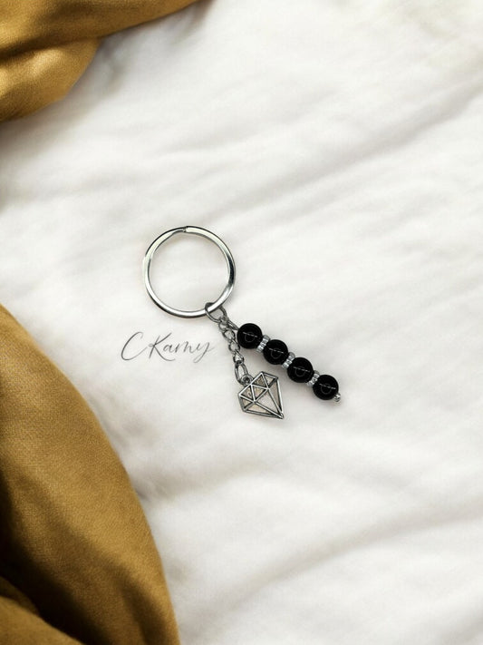 Porte clé personnalisé diamant noir
