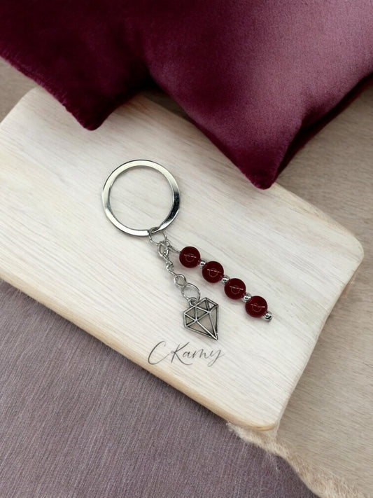 Porte clé personnalisé diamant rouge