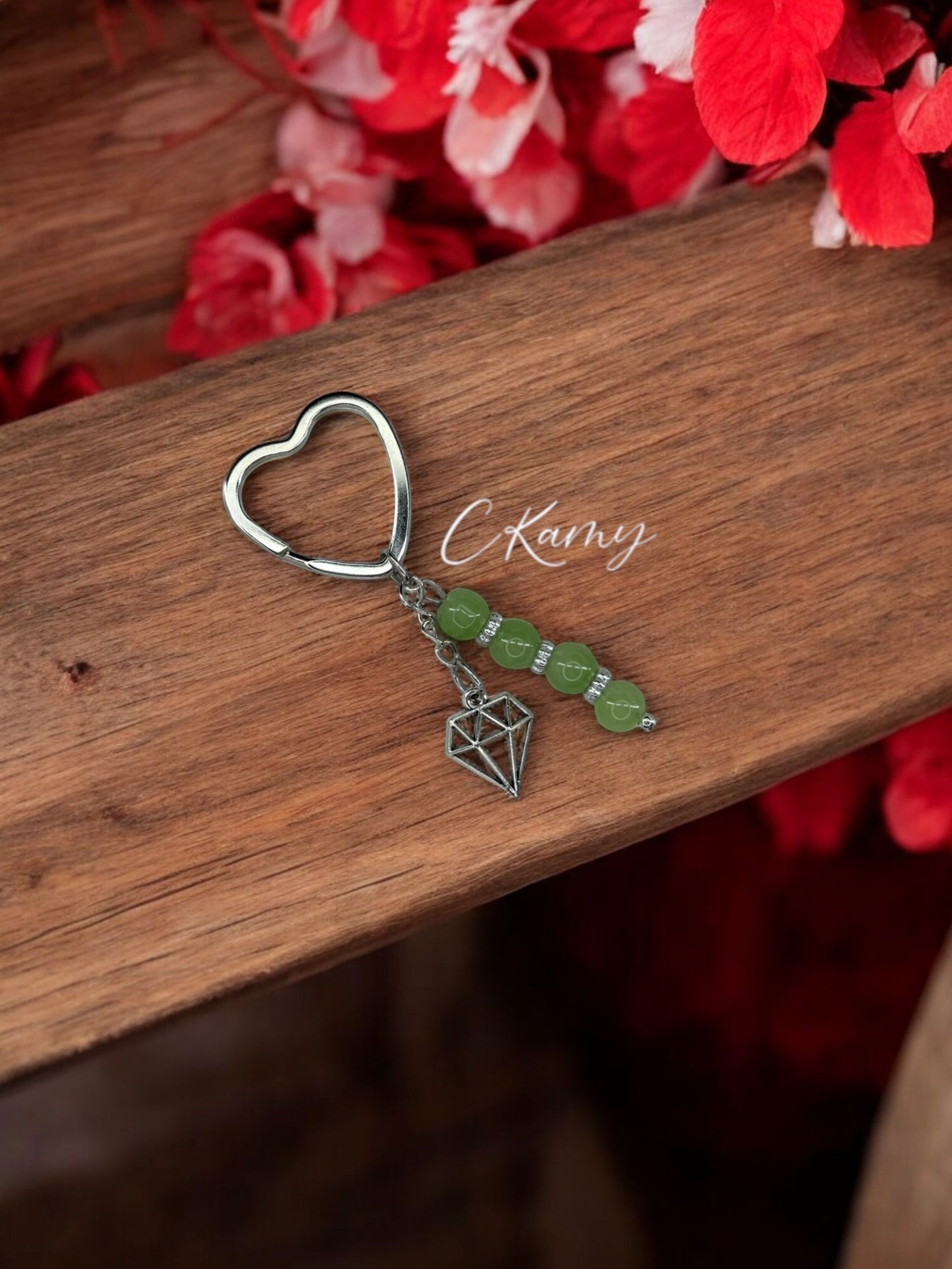 Porte clé personnalisé diamant vert