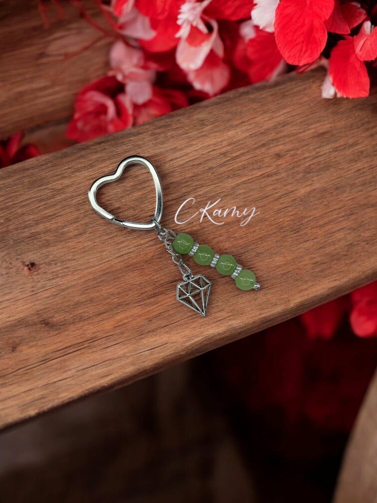 Porte clé personnalisé diamant vert