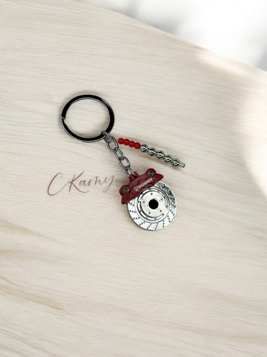 Porte clé personnalisé disque et plaquettes rouge