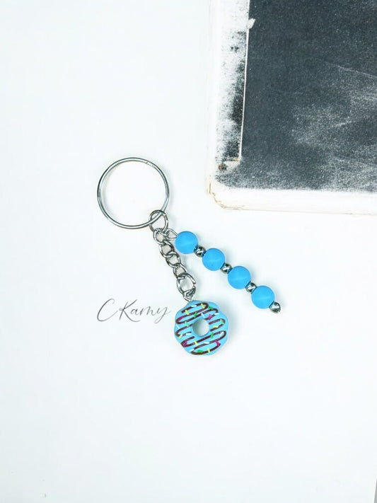 Porte clé personnalisé donut bleu nappage