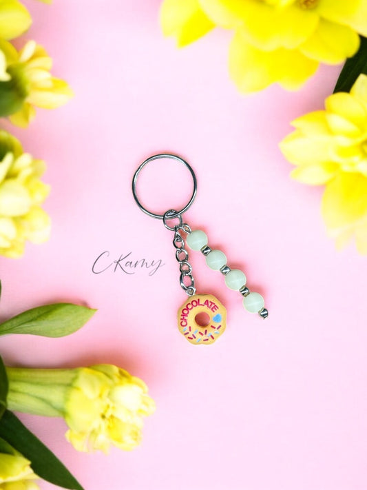 Porte clé personnalisé donut jaune chocolate