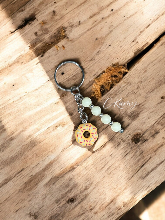 Porte clé personnalisé donut jaune vermicelles