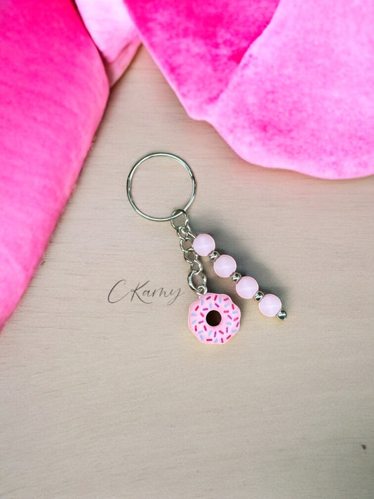 Porte clé personnalisé donut rose clair vermicelles