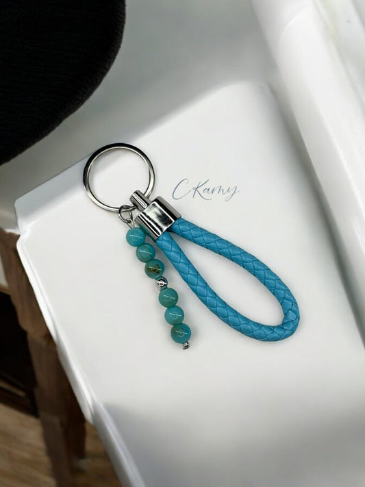 Porte clé personnalisé dragonne bleu clair