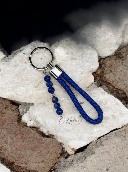 Porte clé personnalisé dragonne bleu foncé