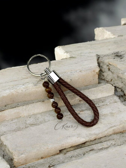 Porte clé personnalisé dragonne marron