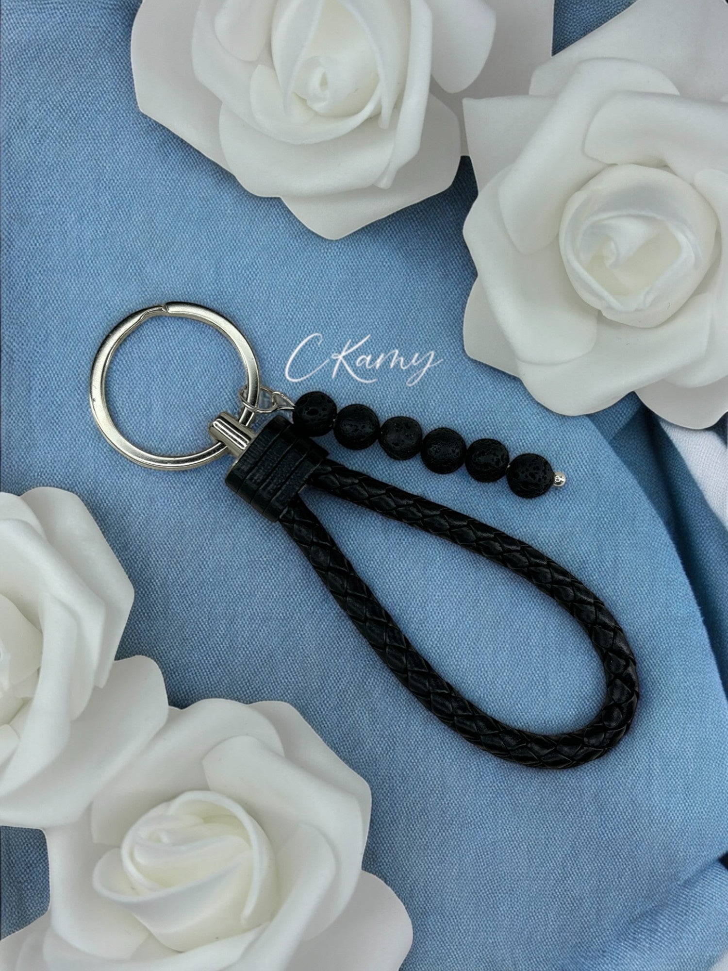 Porte clé personnalisé dragonne noir
