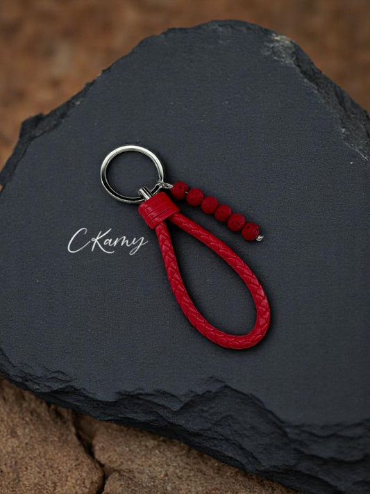 Porte clé personnalisé dragonne rouge