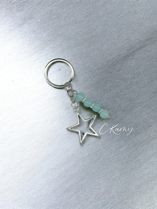 Porte clé personnalisé étoile bleu clair