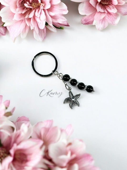 Porte clé personnalisé étoile de mer noir