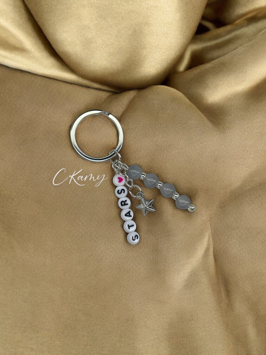 Porte clé personnalisé étoile gris