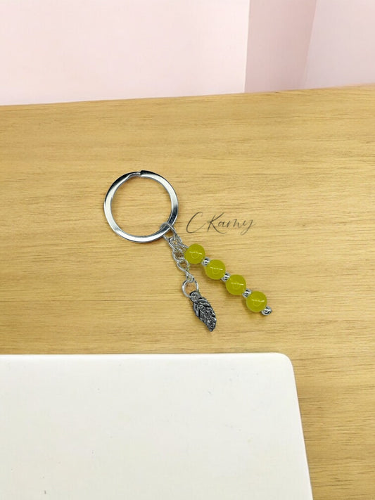 Porte clé personnalisé feuille jaune