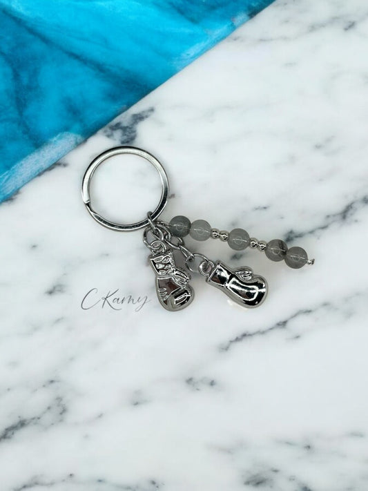 Porte clé personnalisé gants de boxe argent