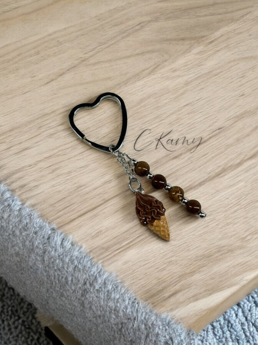 Porte clé personnalisé glace chocolat anneau coeur
